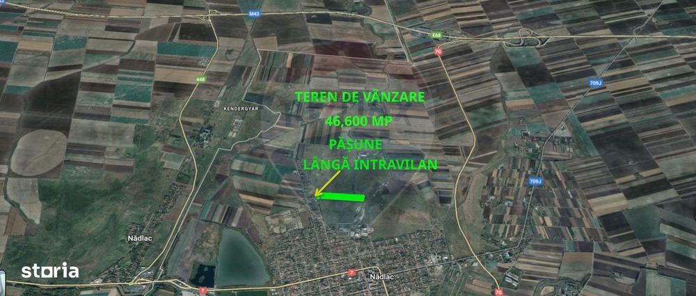 Teren cu potențial de vânzare 46,600mp lângă intravilan, în Nadlac