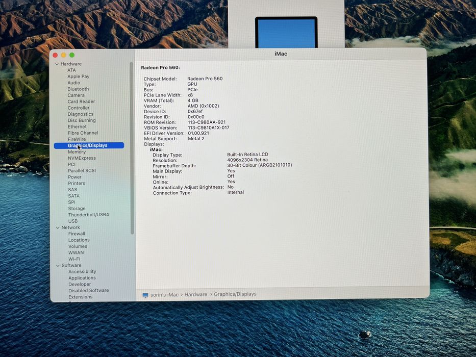 Apple iMac 21,5" 4k, GPU Radeon Pro 560, 4GB, 1TB SSD, USB-C, Thunderbolt