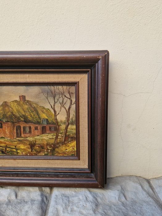 Прекрасна антикварна белгийска картина масло върху платно