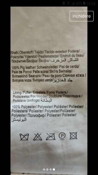 Geacă de piele,Mar.M,culoare gri