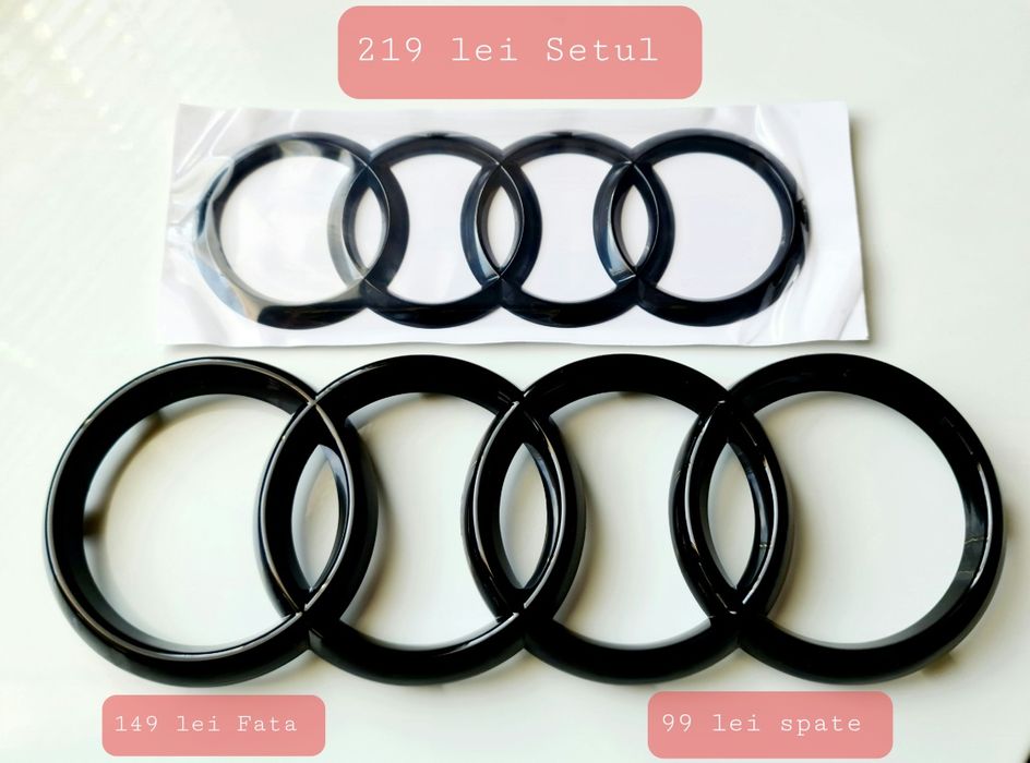 Emblema-Sigla-Logo-Cercuri-Negre-Audi-A4-A5-A6-A7-A8-Q3-Q5-Q7-Quattro