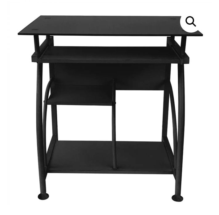 Бюро за лаптоп – компактно със стъклен плот – 70 см x 50 см – черно