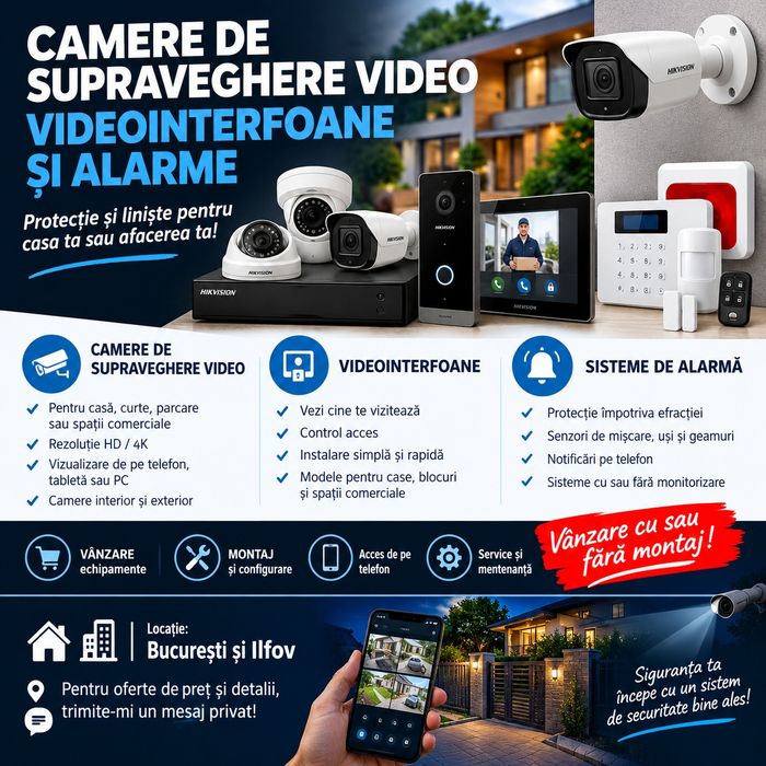 VAND camere de supraveghere video , videointerfoane si alarme cu sau fara montaj