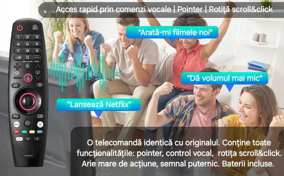 Magic Remote LG, cu voce&cursor. Baterii incluse. Înlocuire original.