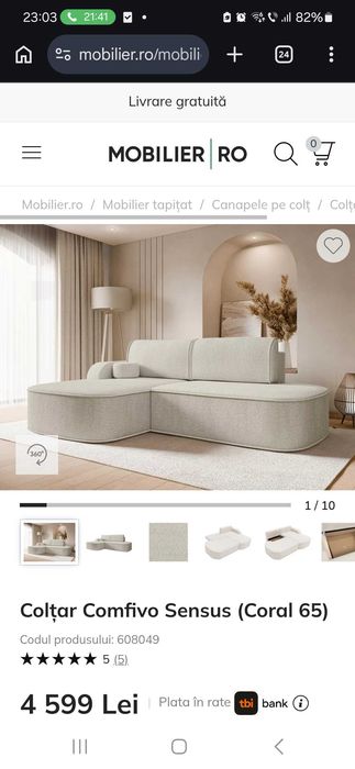 Vanzare Coltar/ Canapea L/ Crem