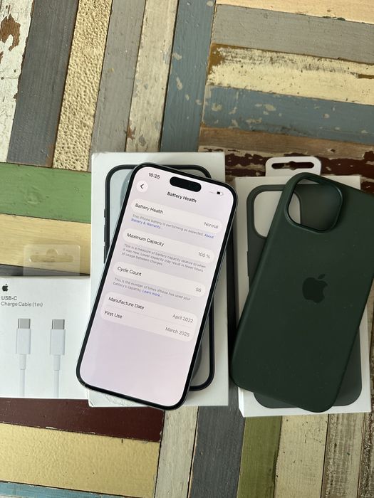 iPhone15 - Baterie 100% Original - Fullbox