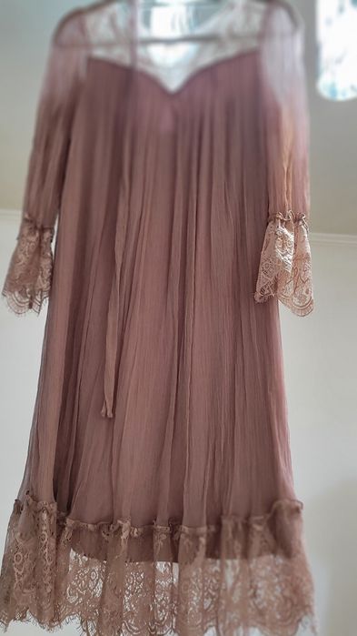 Rochie Ginette somon ,pudra,mărime 44