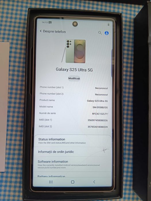 Samsung Galaxy S25 Ultra, functional, cu fisura la ecran