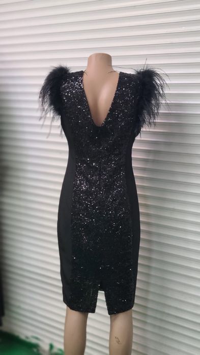 Rochie cu paiete si pene naturale