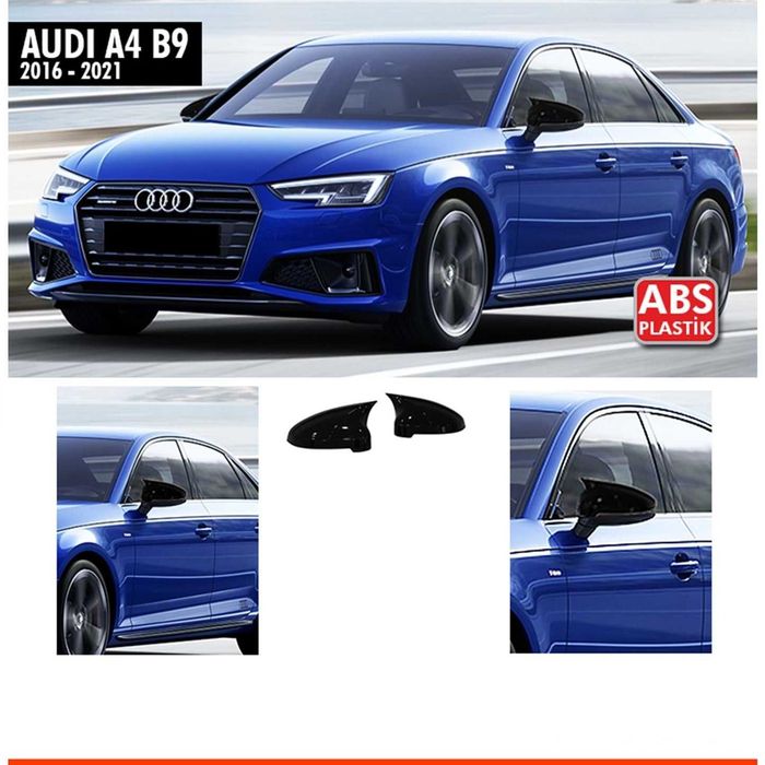 Капаци за огледала Батман стил за Audi A4 B9 2016 - 2021 Черен Лак!