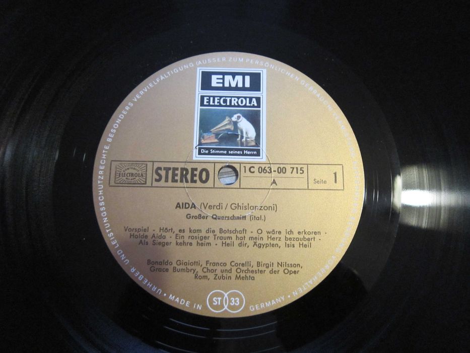 rar Verdi Aida M.Callas,L.Price,B.Nilsson vinil impecabile Germania'60
