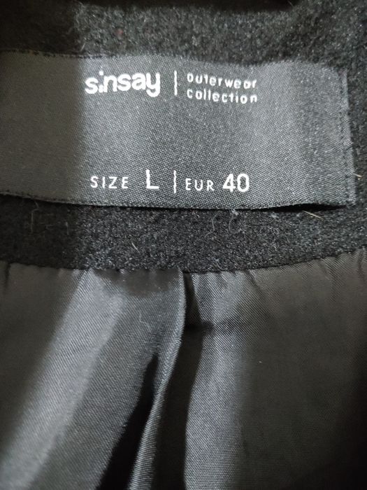 Дълго черно палто Sinsay