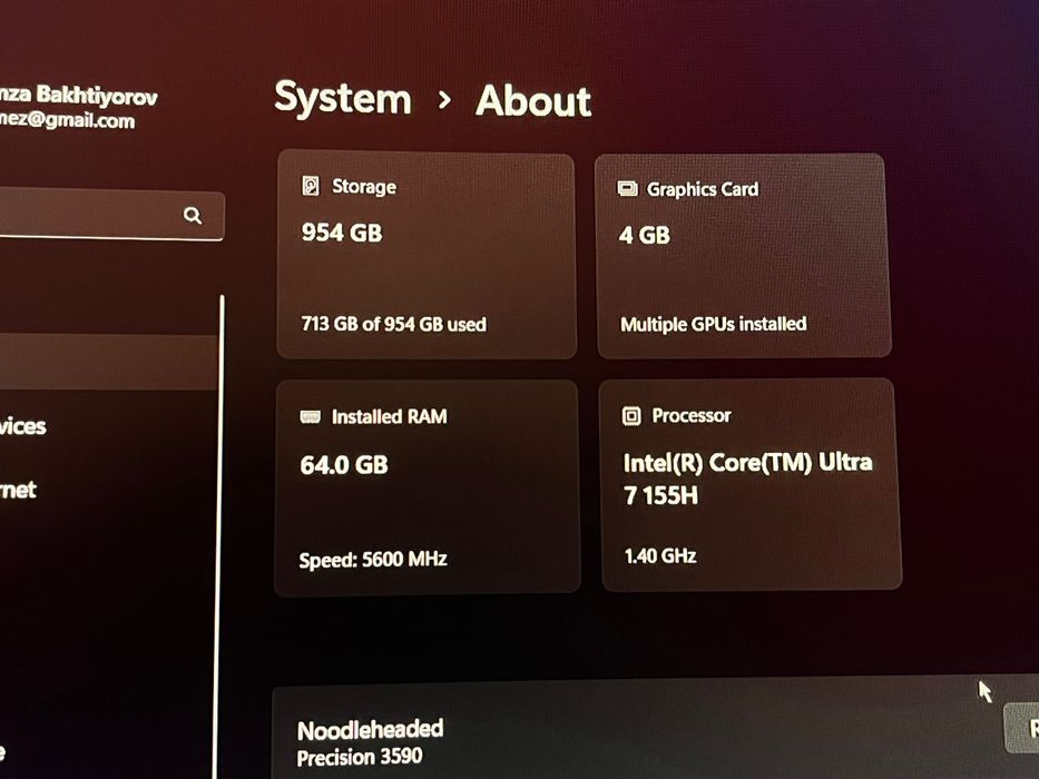 Dell Precision 3590, 64GB RAM, 1TB SSD, Intel Core Ultra 7 155H, RTX