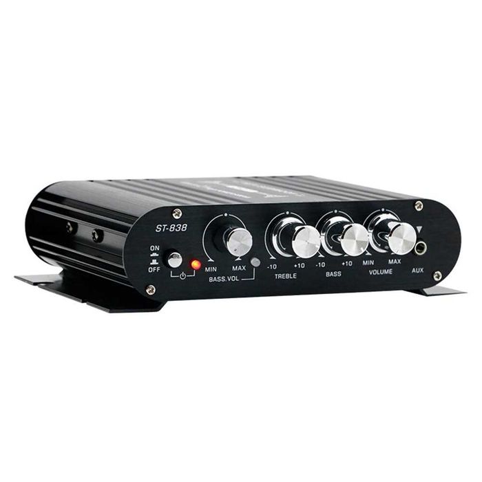 Аудио Усилвател ST-838 2.1 Канали за Кола и Дом, 2x20W + 40W Субуфер, Черен Цвят
