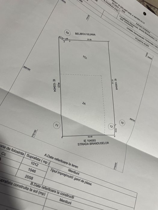 Teren construibil în loc. Nazarcea ( ex Galesu )