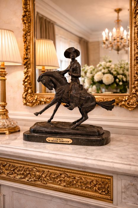 Superbă sculptură realizată din bronz masiv pe soclu de marmură reprez