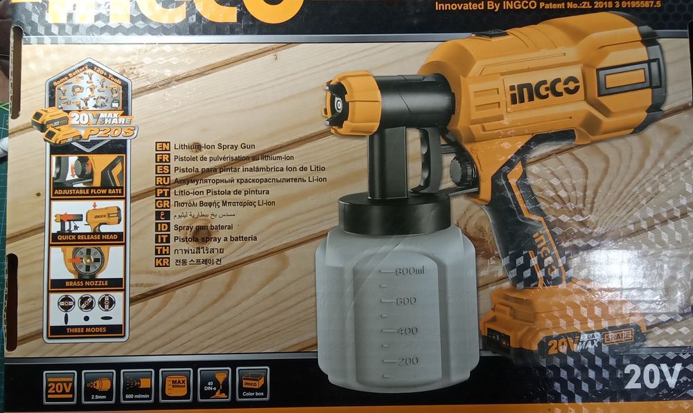 Аккумуляторный краскопульт Ingco