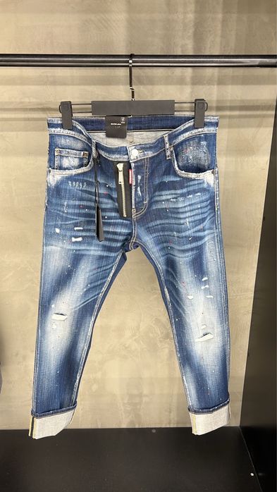 Blugi dsquared cu fermoar albastrii premium