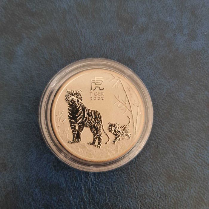 Сребро Лунар 1/2 OZ половин унция 2022 Тигър