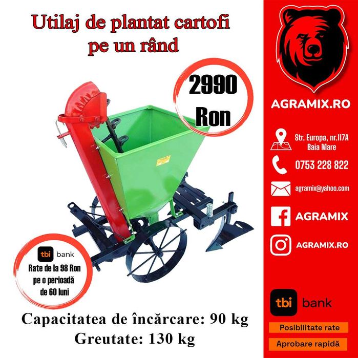 Utilaj de plantat cartofi pe un rand Taret nou Agramix