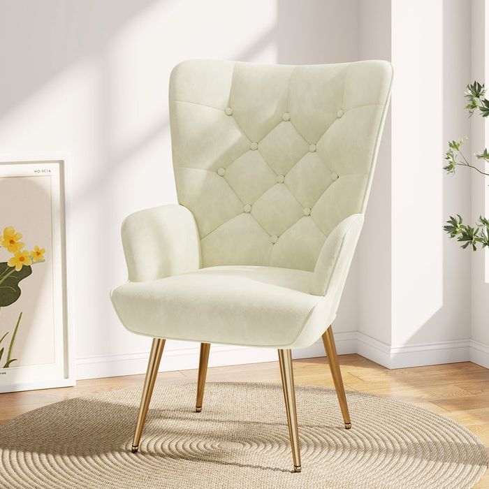 NOU Fotoliu cu nasturi, cream