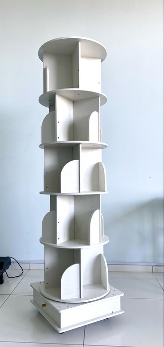 5-ярусная вращающаяся книжная полка, 173x46x46 см, с колёсиками