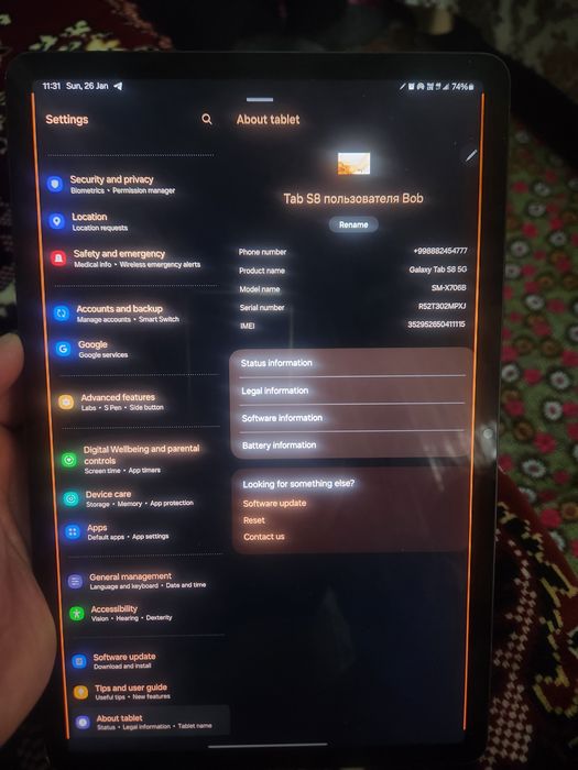 Galaxy Tab S8 5G Sotiladi Srochno