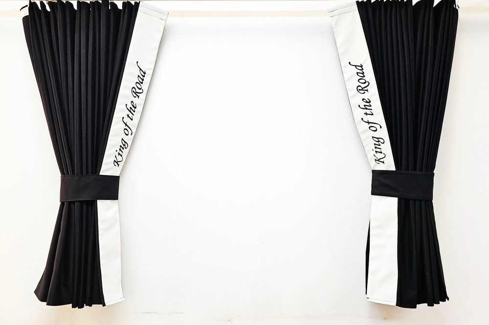 Пердета за камиони ЧЕРНИ бродирани комплект кукички тип холандско чело