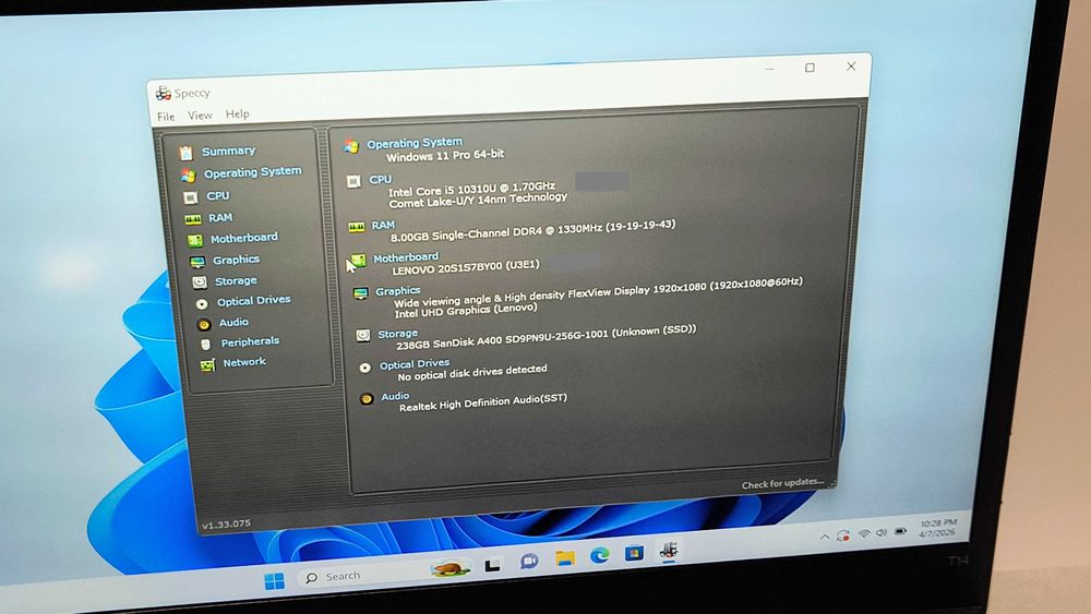 laptop 14" lenovo thinkpad t14 i5 10310u 8gb ram 256gb ssd