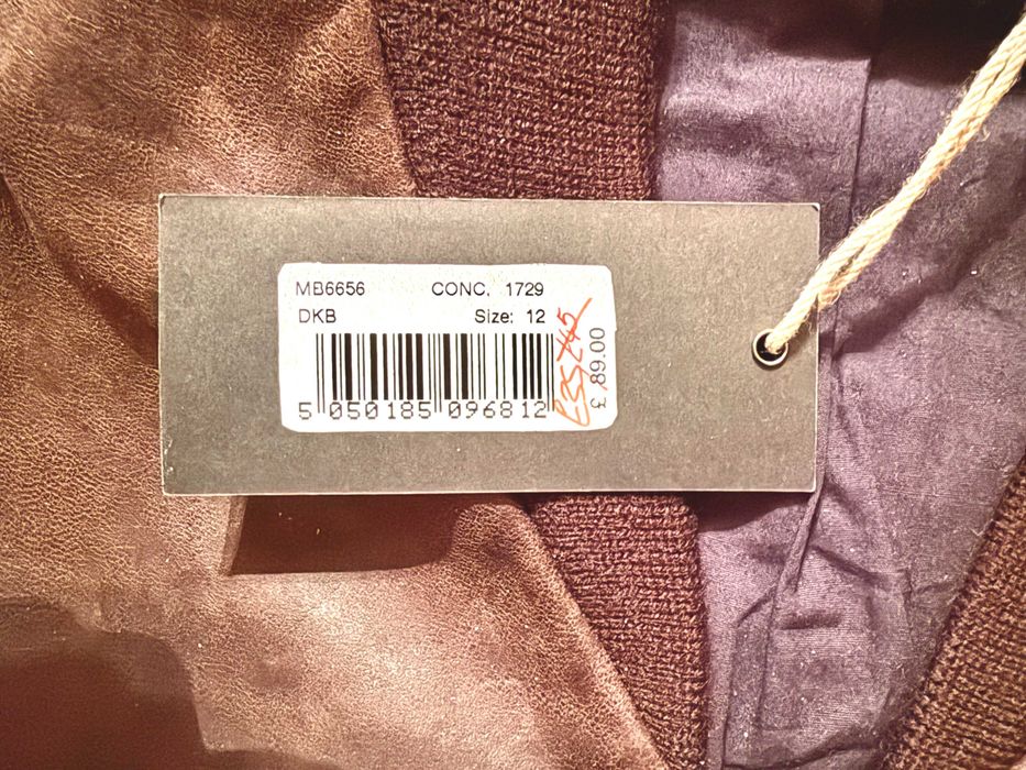 MUUBAA Cropped Ново Дамско Кожено яке Кафяво UK 12 Medium