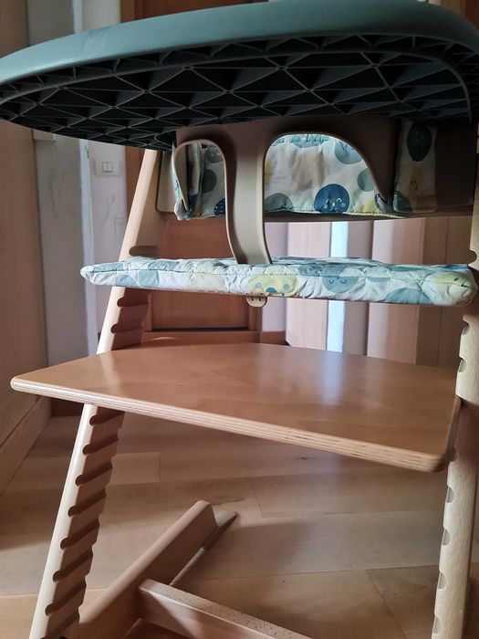 Pachet scaun de masa pentru copii Stokke Tripp Trapp®lemn fag cu Baby set, Tavita si Husa