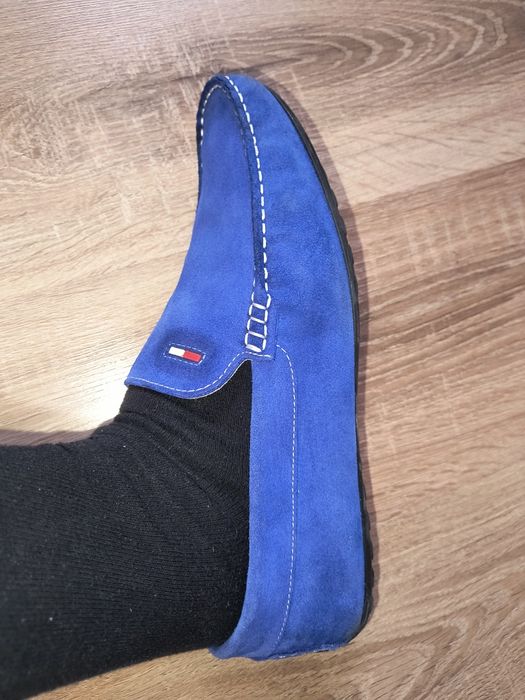 Pantofi mocasini din piele întoarsă, naturala