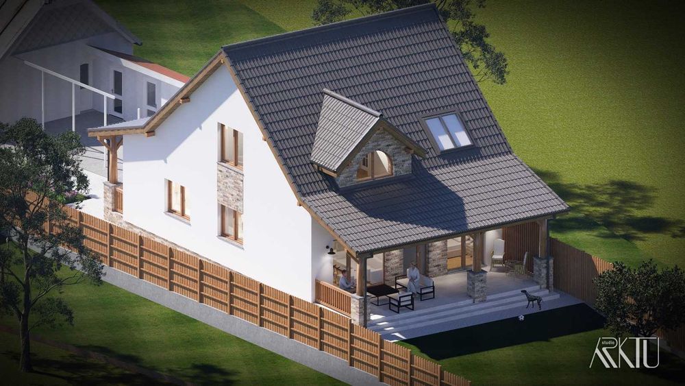 Vând proiect de casă cu mansardă, cu toate aprobările necesare