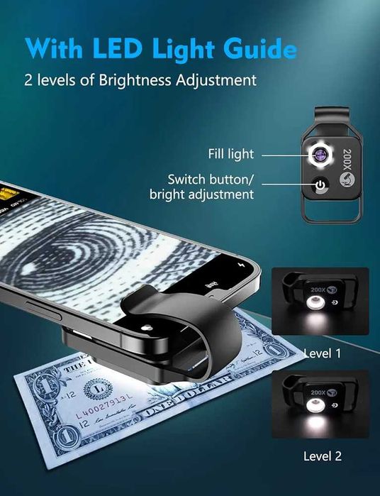 Microscop portabil pentru iPhone/Samsung/- 200X
