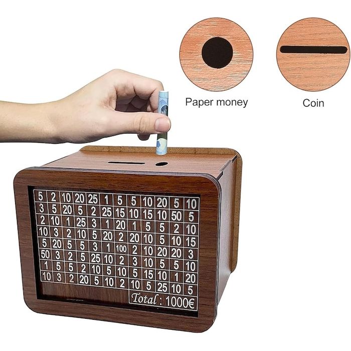 Дървена касичка за спестявани на 1000 евро 17 см