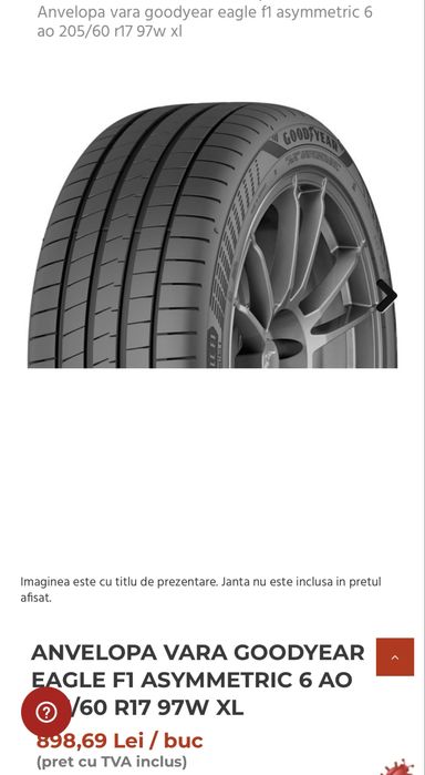 Anvelope NOI 205/60 r17 97W AO Good Year eagle F1 asymmetric 6
