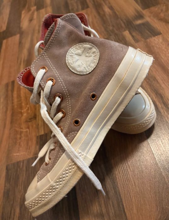 Converse piele intoarsa roz