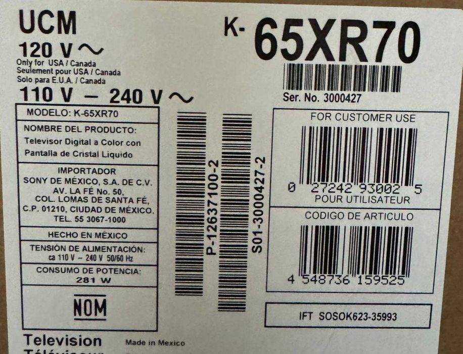 Mini LED QLED Sony K-65XR70 4K Ultra HD в наличии МАЛИКА 9Б маг