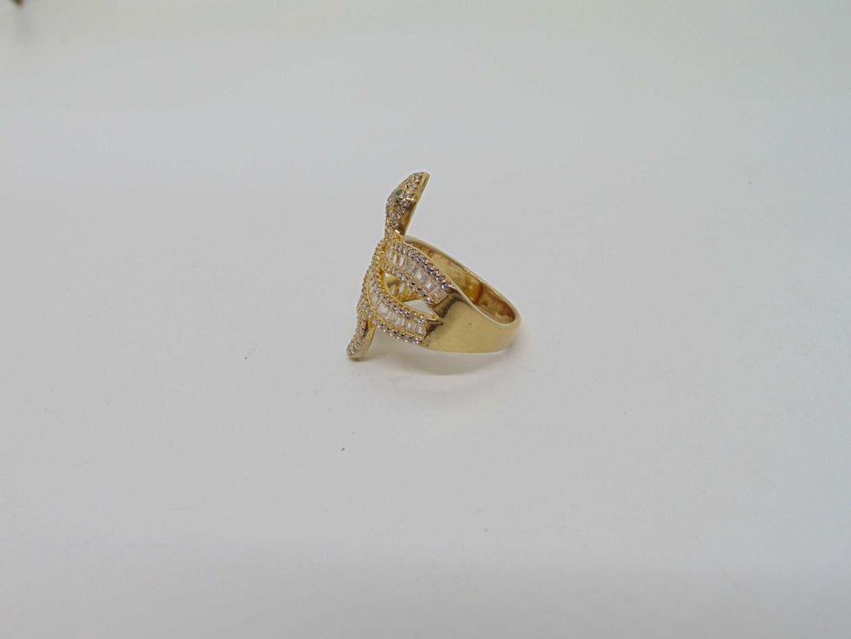 Inel sarpe din argint aurit si cubic zirconia
