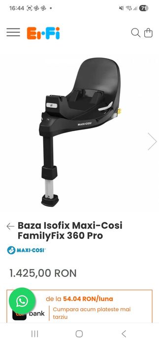Maxi Cosi scaun auto Coral 360 i-Size 0-12 kg, Essential Red
