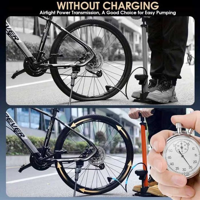 Ръчна помпа с манометър MARTAR, Стоманена, Сгъваема, 11 Bar / 160 PSI