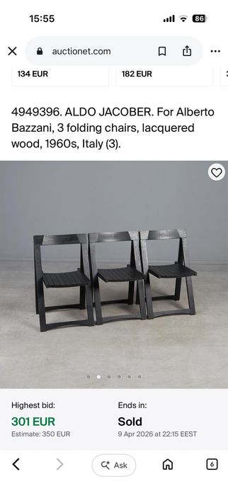 Сгъваем стол / Trieste от Aldo Jacober / 70-те