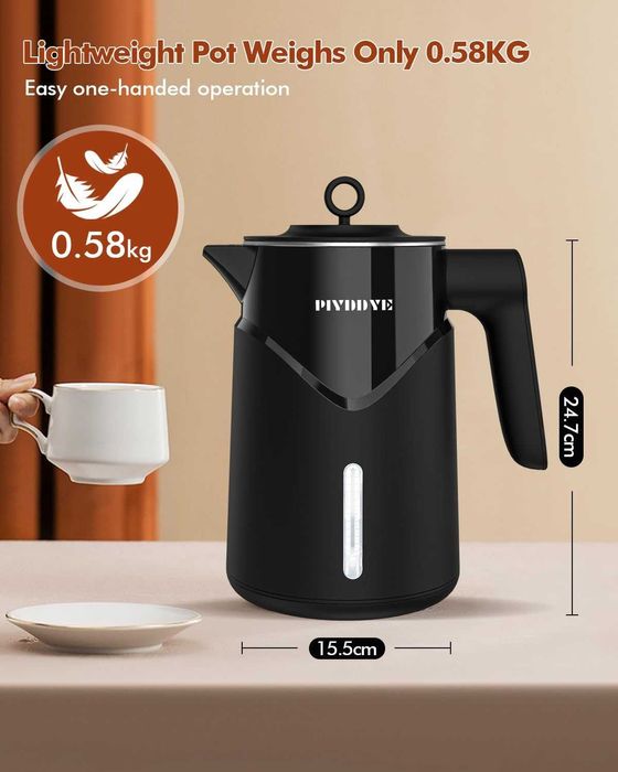 Кана от неръждаема стомана 2200W бързо загряваща, 100% без BPA, 1.7L