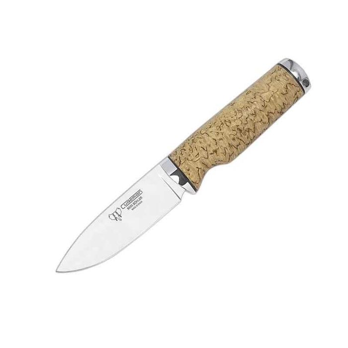 Cutit vanatoare Cudeman Nordico, maner lemn de mesteacan, lama otel Bohler N695, teaca piele