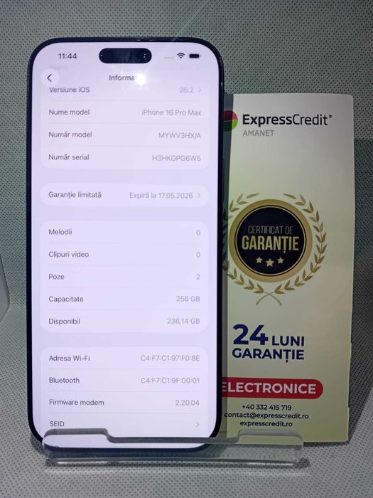 iPhone 16 Pro Max 256Gb (Ag18 Tutora b.28197) Garantie 2 ani!
