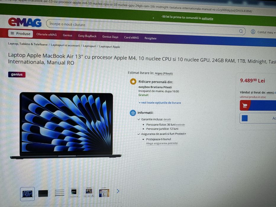 Apple MacBook Air 13" M4, 24GB RAM, 1TB nou sigilat