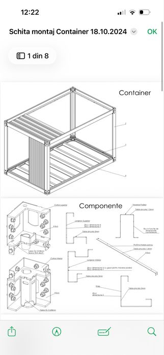 Vând structură metalică pentru container,din tabla zincata de 3 mm