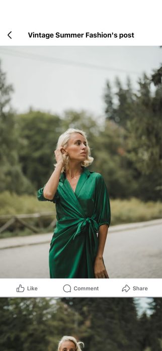 Дълга зелена сатенена рокля NIKA на Vintage summer