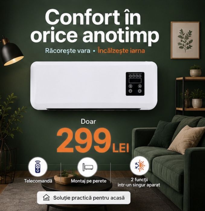 Aer Condiționat Portabil (Digital) Rece/Cald Nivel Temperatura 16/40 grade .Raceste pana la 16 grade !! Produs Nou !!!