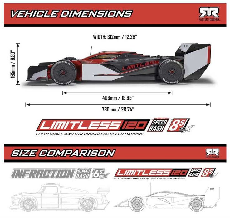 ARRMA LIMITLESS 8S BLX 4X4 Speed Machine RTR, 193km/h - sigilata